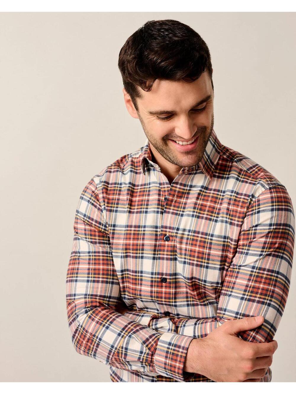 NWT Johnnie-O Knick Men's Long Sleeve Plaid Button-Up Shirt Pumpkin 2XB ($158)